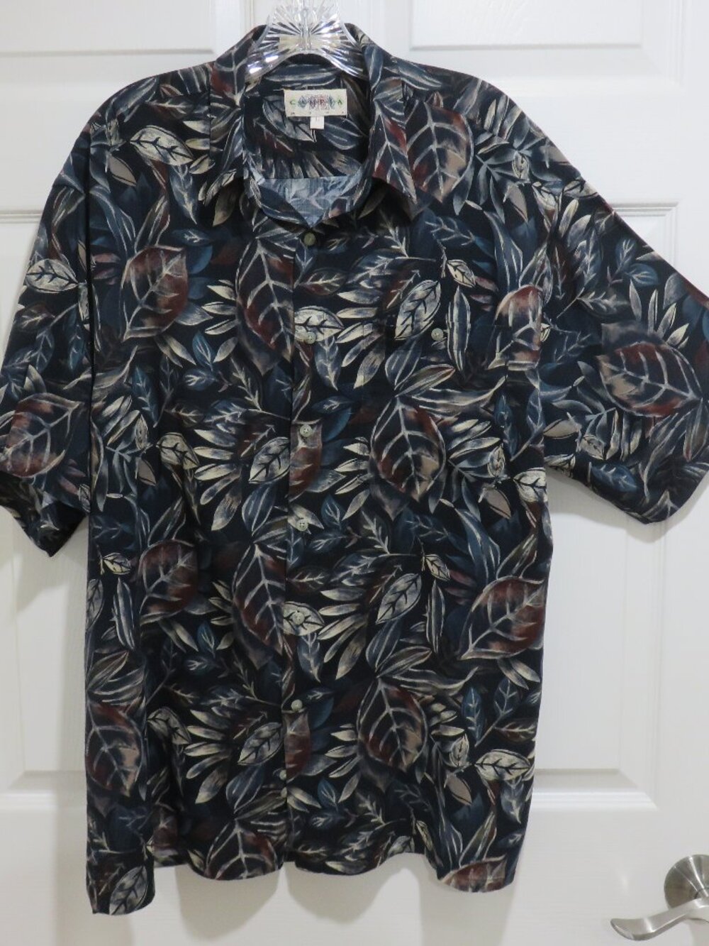 Black Leaf Pattern Mens Shirt